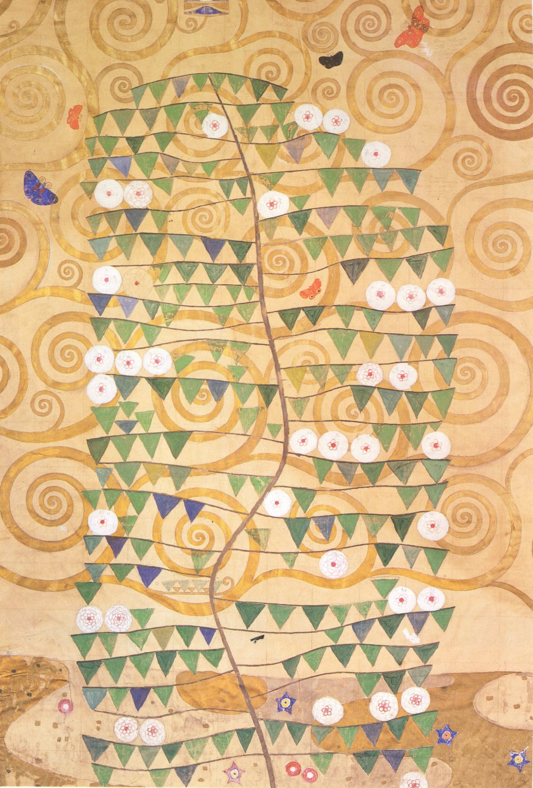 Gustav Klimt - Cartoon for the frieze of the Villa Stoclet in Brussels: right part of the tree of life 1909